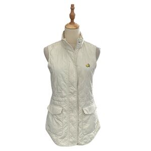 Magnolia Lane Masters Golf Tech Vest Cream Full Zip Snap Preppy Quilt Size Small